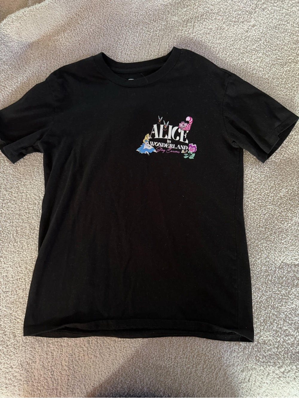 Disney Black Alice in Wonderland Tee with Multicolor Logo